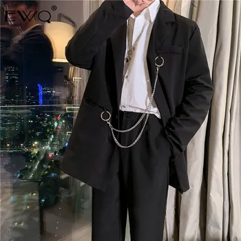 

EWQ / niche men's clothing 2020 spring tide new Design metal chain decoration loose suit two-piece set men's casual suit 9Y54201