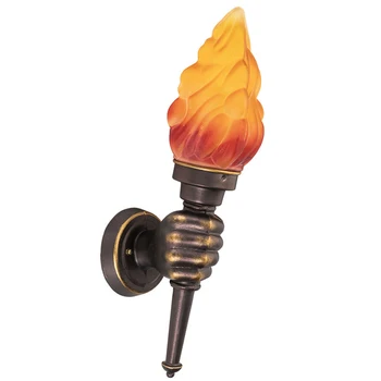 

E27 Restaurant Outdoor Garden Flame Light Corridor Bar Die Casting Vintage Wall Lamp Hotel Aluminum Decorative Torch Shape Cafe