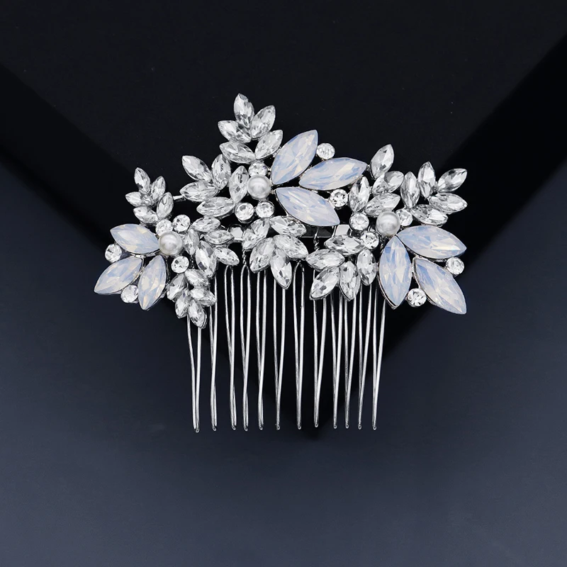 Efily Bridal Wedding Hair Accessories Crystal Silver Color Hair Combs for Women Bride Headpiece Party Jewelry Bridesmaid Gift hair accessory hair headdress bridal headwear hair comb jewelry accessories