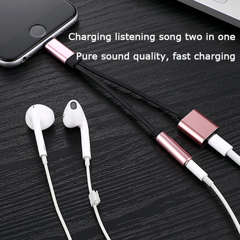 2 в 1 разъем для наушников 3 5 мм Aux кабель двойной USB Сплиттер аудио адаптер iphone X 7 8 XR