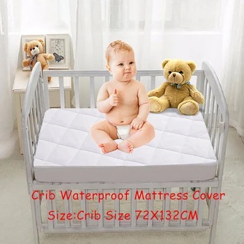 

Crib Waterproof White Bed Sheets Breathable Mattress Pad Anti Mite Dust Mattress Cover For Baby Toddler 28*52*6inch/72*132*15cm