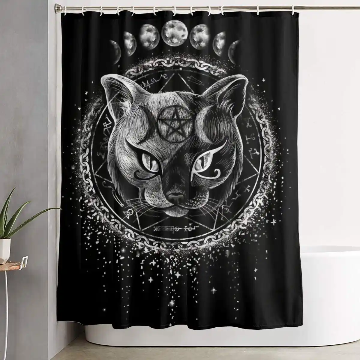 Rideau De Douche De Salle De Bain Gothique Chat Noir D Halloween Wicca Wiccan Moon Aliexpress Rideau De Douche De Salle De Bain Gothique Chat Noir D Halloween Wicca Wiccan Moon Aliexpress