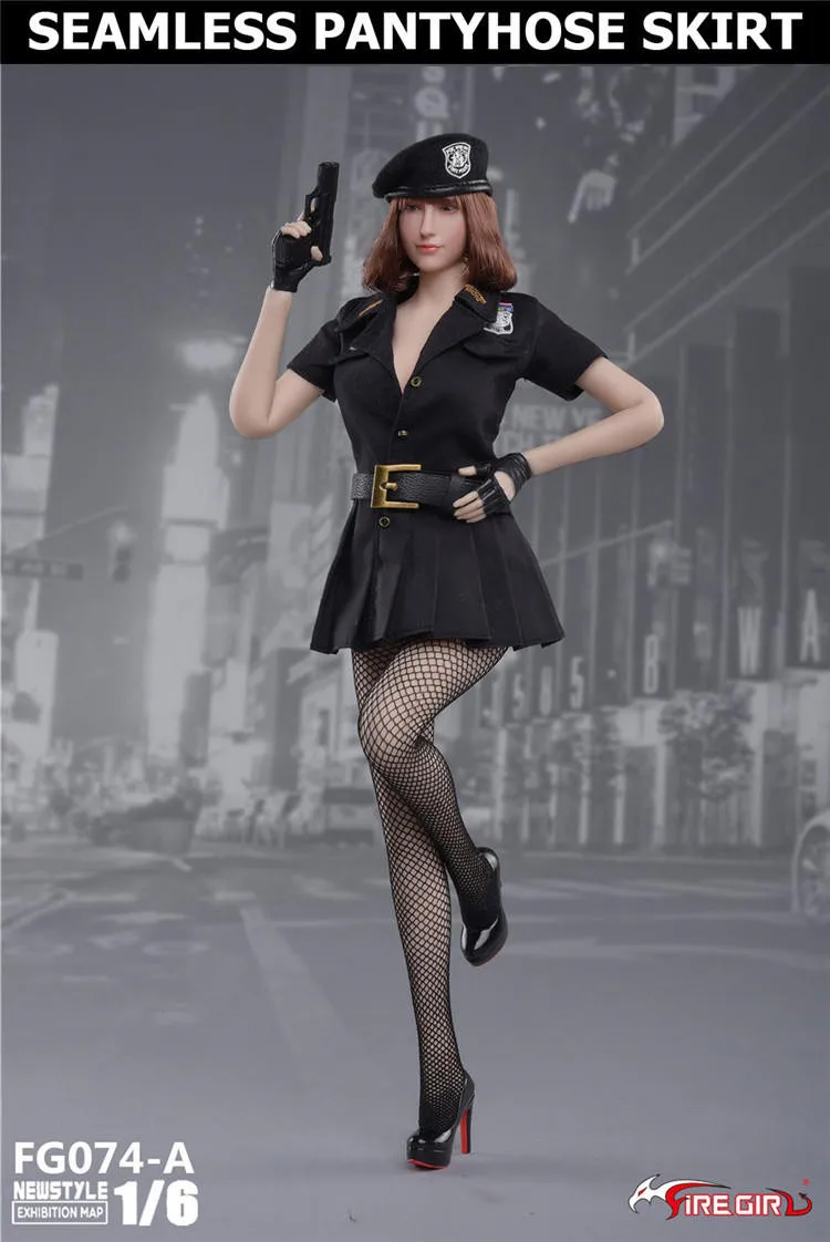 A DIY Fire Girl Toys 1/6 FG074 стрелок женский полицейский дерсс юбка с чулки, шапочка нижнее белье комплекты одежды без фигуры - Цвет: A