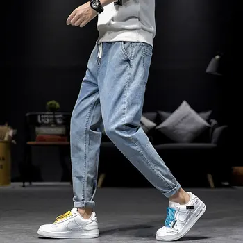 

Autumn New Jeans Men's Slim Fashion Washed Solid Color Casual Jeans Man Streetwear Wild Hip Hop Denim Trousers Male M-5XL