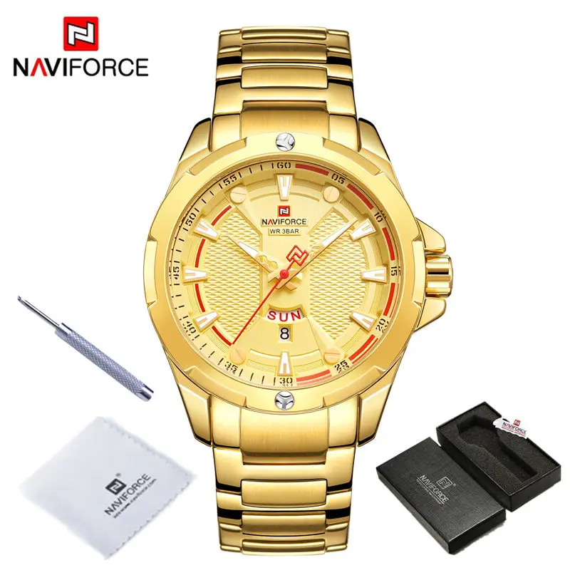 NAVIFORCE Men's Military Sport Wristwatches Luminous Waterproof Male Clock Date Display Stainless Steel Watch Relogio Masculino 