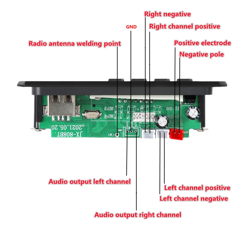 50W 12v MP3 Decoder Board 6V-12V Bluetooth5.0 Car Audio USB TF FM Radio Module For Car Audio Music Speaker