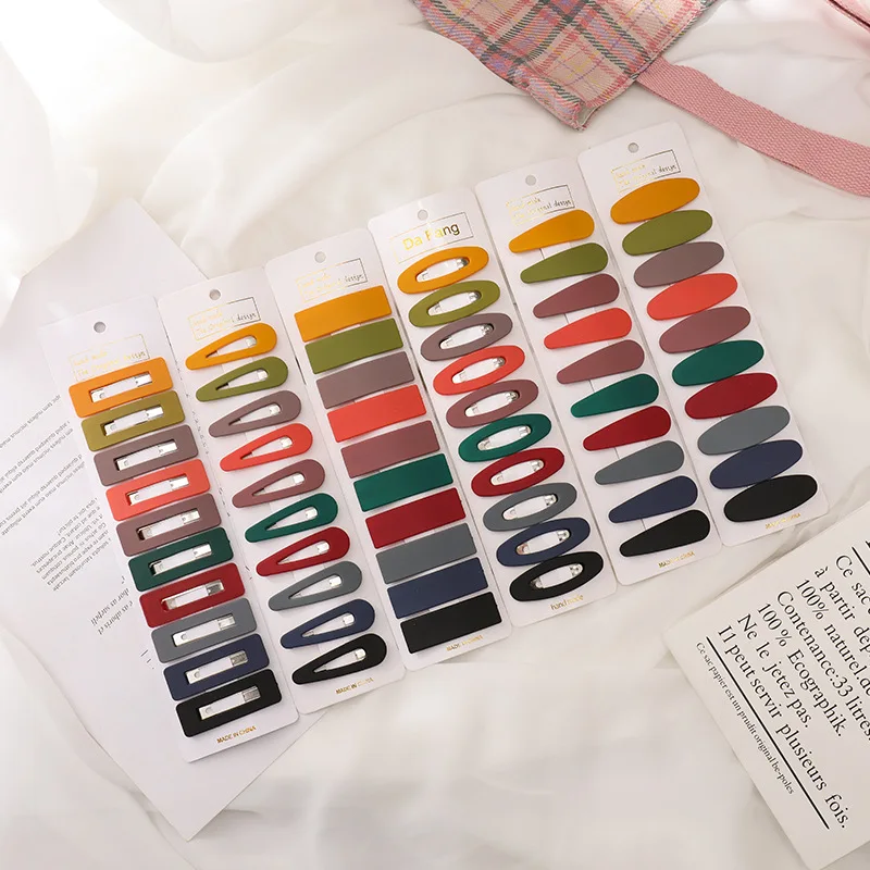 

10Pcs/pack Simple Solid Color Geometric Hairpins Hair Accessories Women Barrette Hairgrips Girls Candy Color Hair Clip Headdress