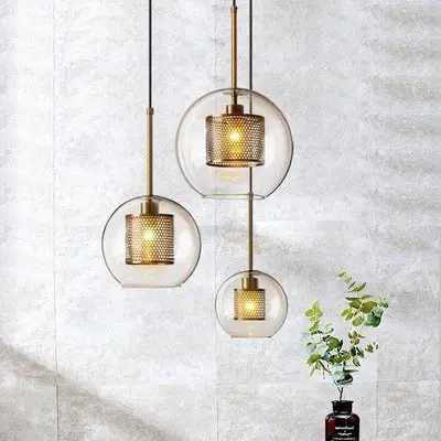 

Nordic Design Rose Gold Glass Ball Pendant Light Creative Design Aisle Living Room Bedside Dinner Decro Led Light Fixtures
