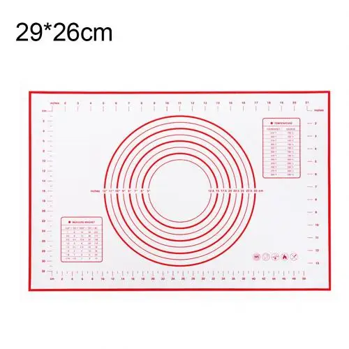 29x26cm Мягкий силиконовый антипригарный коврик для замеса и раскатки теста, высокотемпературный коврик для выпечки, коврик для выпечки, кухонные аксессуары для выпечки - Color: 29x26cm