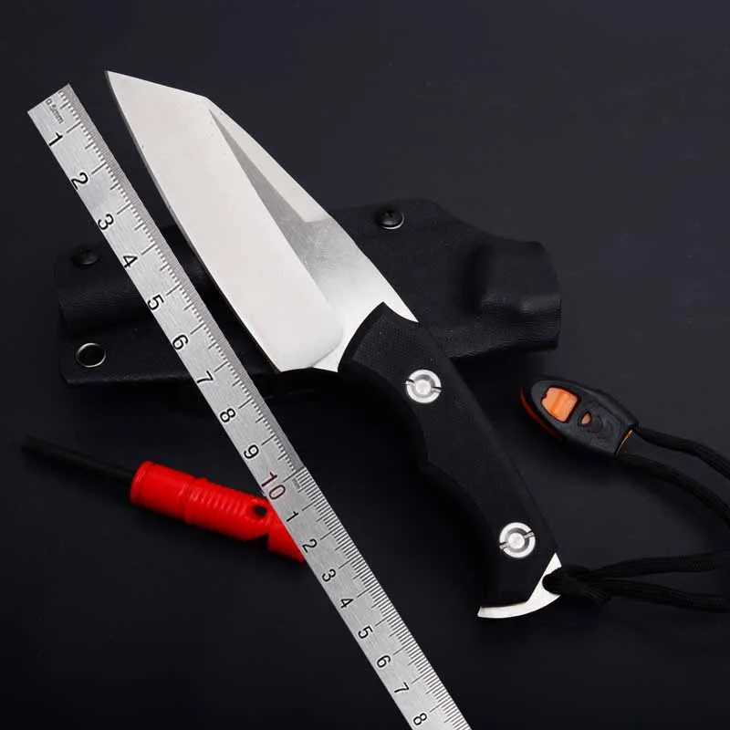 Mengoing маленький прямой нож D2 сталь высокой плотности G10 Ручка фиксированное лезвие многофункциональный инструмент со вставными ножами с пожарным стартером