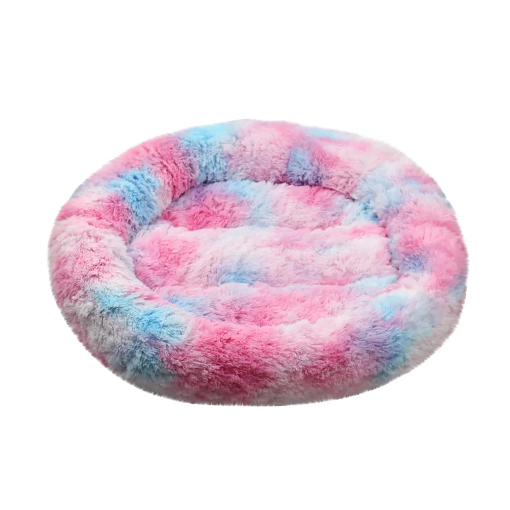 Winter Soft Warm Round Pet Cat Bed Sleeping Bag Soft Pet Bed Calming Sleeping Short Plush Bed Warm House Easy To Clean