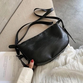 

PU Leather Solid Color Shoulder Bags for Women 2020 Black Travel Handbags Lady Simple Hand Bag Female Elegant