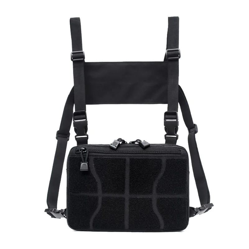 Nylon Tactical Chest Bag Adjustable Military Molle Pouch Shoulder Bag Men Outdoor Sport Hunting Camping Vest Bags Waist Packs - Цвет: Черный цвет