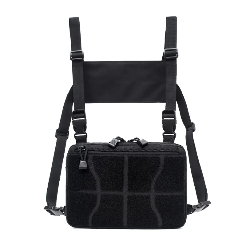 Черный цвет Nylon Tactical Chest Bag Adjustable Military Molle Pouch Shoulder Bag Men Outdoor Sport Hunting Camping Vest Bags Waist Packs - Цвет: Черный цвет