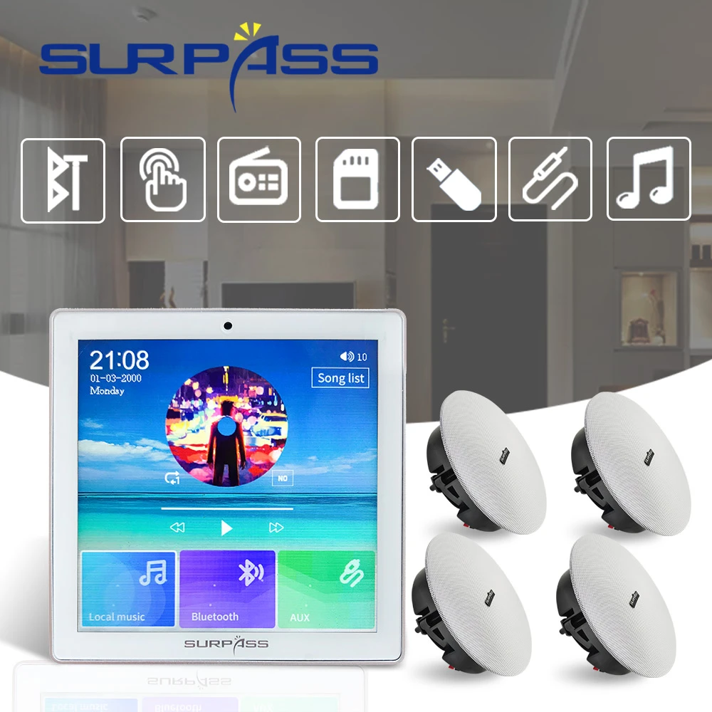 AMPLIFICADOR DE pared inalámbrico de Audio para el hogar, dispositivo con pantalla táctil BT, Fm, Clase sonido estéreo, 4x20W PA, juego de música barato|Amplificador| AliExpress