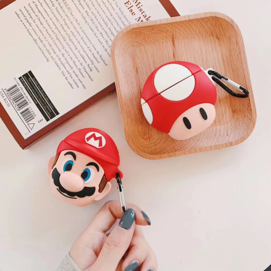 Силиконовый чехол Super mario bros Toad Mario из мультфильма для AirPods Pro Bluetooth, чехол для наушников AirPods 3, брелок, аксессуары