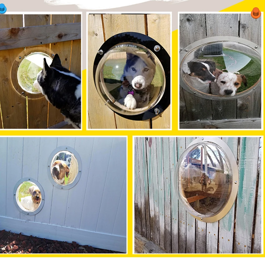 Dog window for Fence Acrylic transparent Bubble window for Door Dogs See Outside nxiety Bark Reliever dog Gate pet Accessories