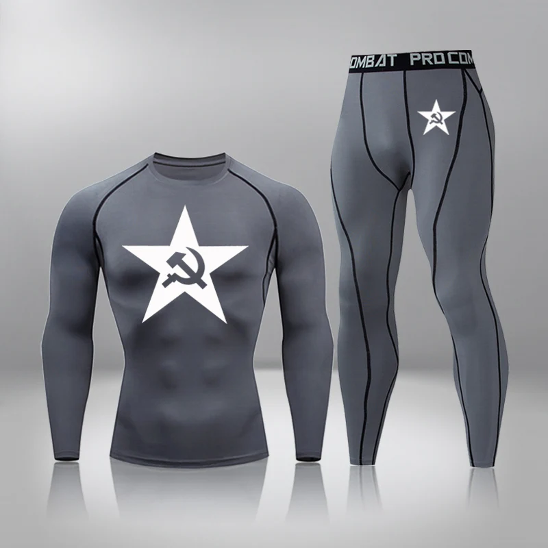 2-piece Set Men Sport Thermal Underwear Sports Compression Underwear Gym Training Tights Quick-Drying Wicking Clothing Sport Set 5