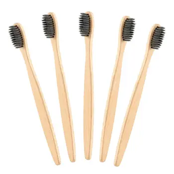 

1/2/5pcs Environmental Bamboo Charcoal Toothbrush For Oral Health Low Carbon Medium Soft Bristle Wood Handle Toothbrush #35