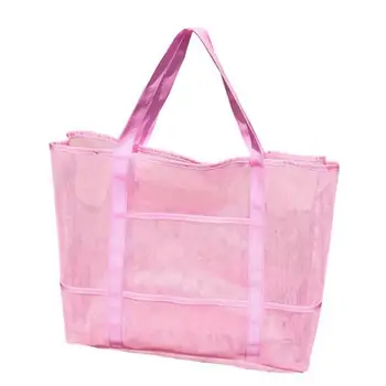 

Mesh Beach Bag Casual Large Capacity Mesh Toiletry Tote Beach Tote Bag Picnic Bag Clothes Storage Bag for Home