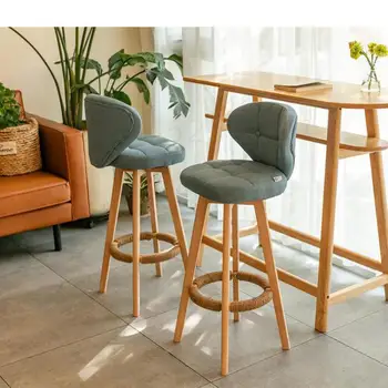 

Nordic rotating bar stools solid wood high stools retro bar chair backrest simple bar stool home