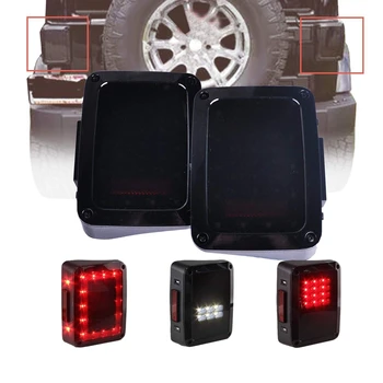 

For Jeep Wrangler JK 2007-2018 2Pcs Smoked Tail Lights LED Brake Reverse Light Rear Back Up Lights Suitable for US Vehicles