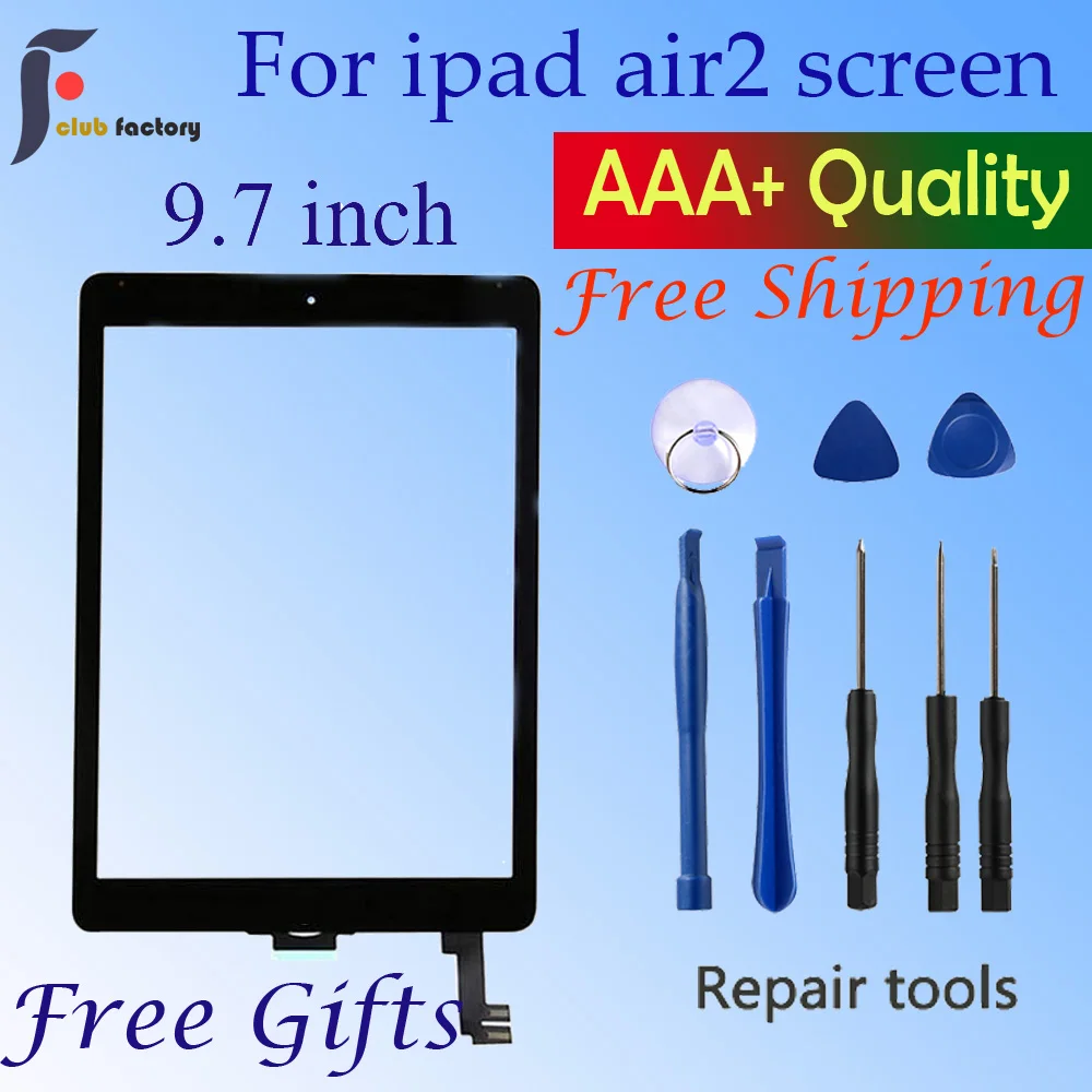 For Ipad air2  A1566 A1567 Touch Screen Digitizer Glass lens Sensor 9.7'' inch Ipad air 2 touch screen glass digitizer front Gla