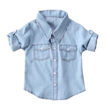 lioraitiin 1-6Years Baby Girls Boys Gentleman Newborn Fashion Turn Down Collar Denim Coat Shirt Outwear Clothes