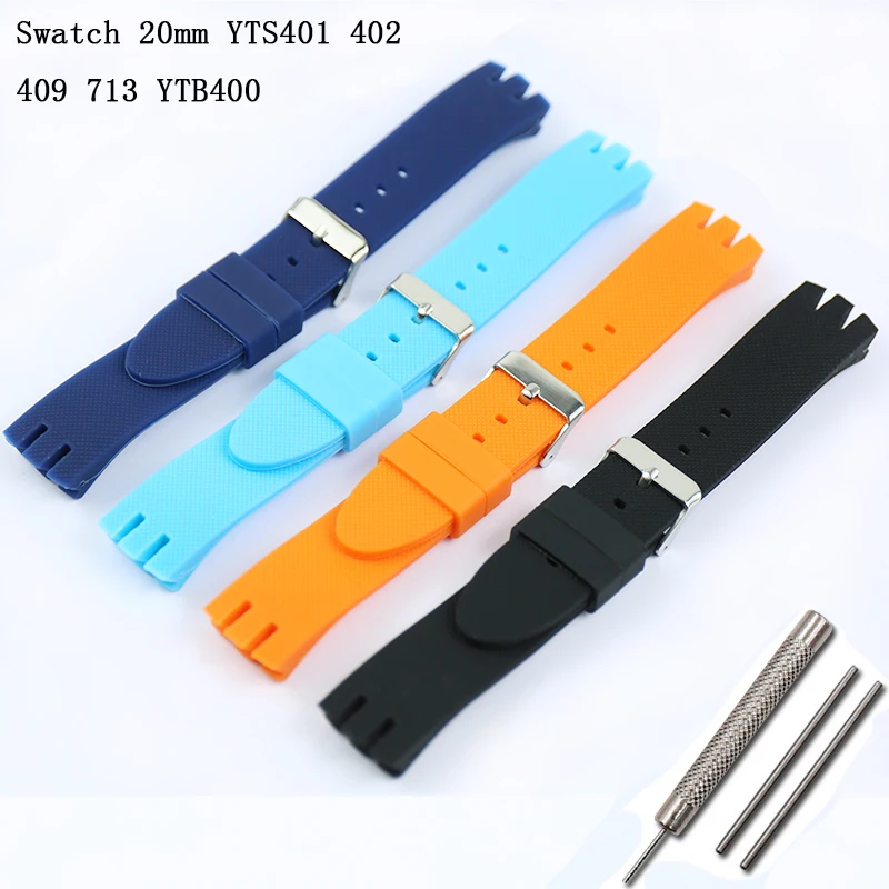Ремешок резиновый для часов Swatch YTS401 402 409 713 YTB400 силиконовый спортивный браслет