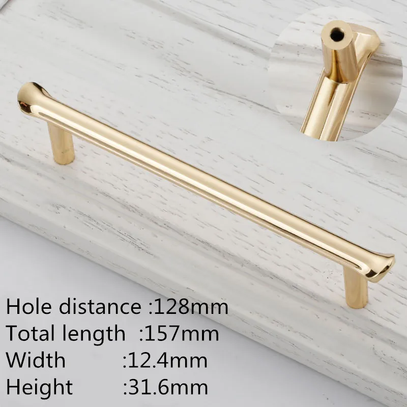 Rose gold 128mm KK& FING Европейская простая Роза Золотая для шкафа ручки кухонный шкаф дверные ручки для гардероба ручки ящика оборудование для обработки мебели - Цвет: Rose gold 128mm
