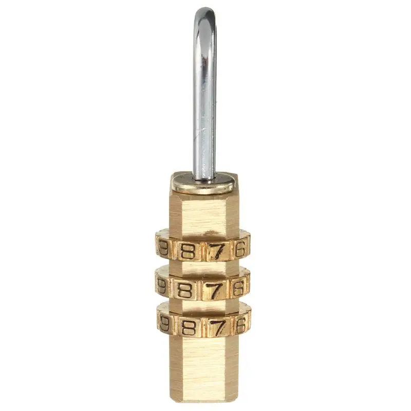 

3-digit Brass Password Padlock Mini Solid Lock Gym Lock Travel Suitcase Padlock
