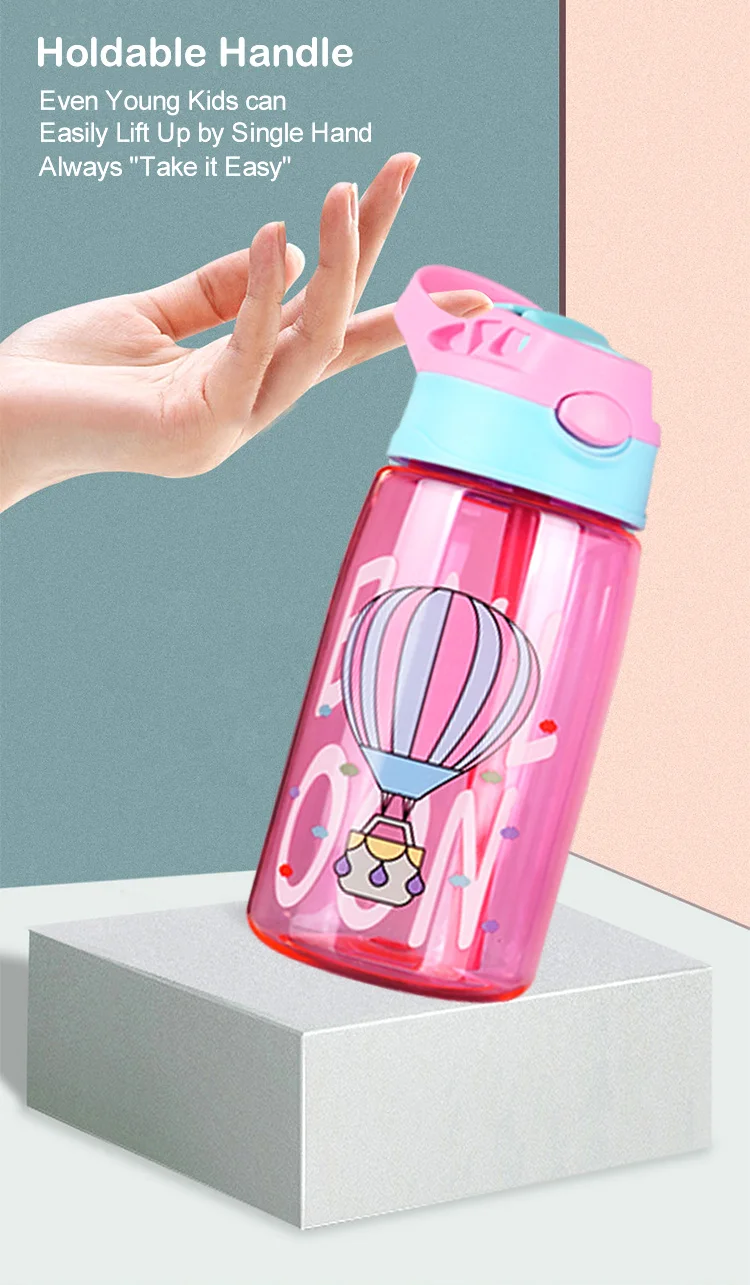 480ML Kids Water Cup Creative Cartoon Baby Feeding Cups With Straws Leakproof Water Bottles Outdoor Portable Childrens Cups