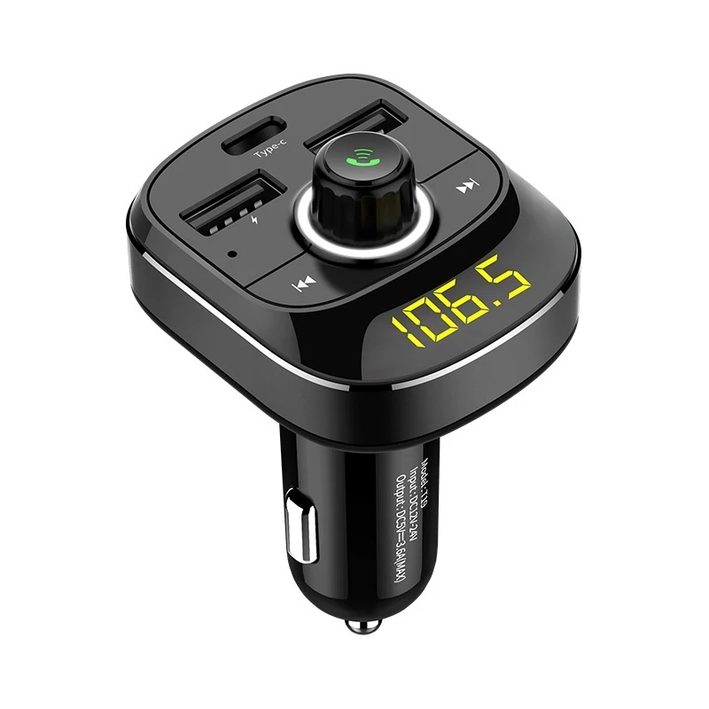 Автомобильный bluetooth-адаптер для громкой связи, автомобильный комплект, автомобильный телефон, динамик, беспроводной fm-передатчик, воспроизведение музыки, порт для зарядки type-C