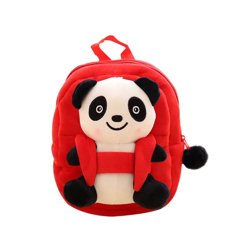 1 шт. Детский Рюкзак Kawaii Panda для путешествий, сумки, маленькие плюшевые игрушки для детей, студенческие игрушки для девочки, мальчика, ребёнка, мягкие куклы, подарок на день рождения - Цвет: red