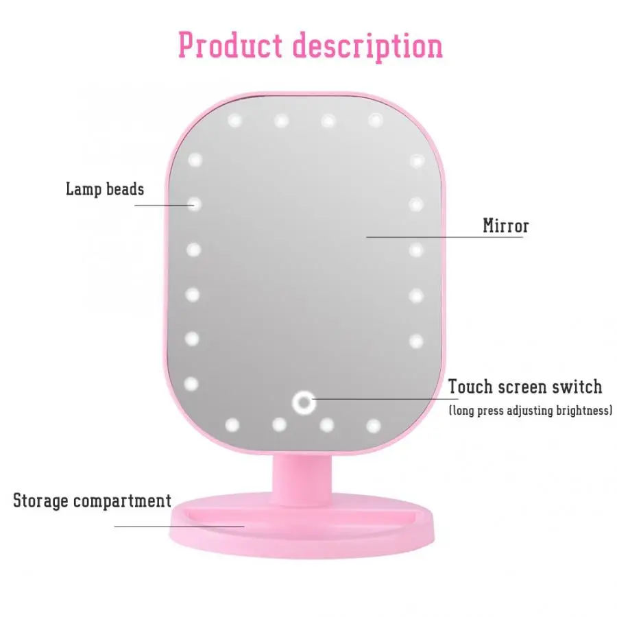 20 LED Makeup Mirror 10X Manifying Cosmetic Mirror Touch Screen USB Charging Makeup Mirror