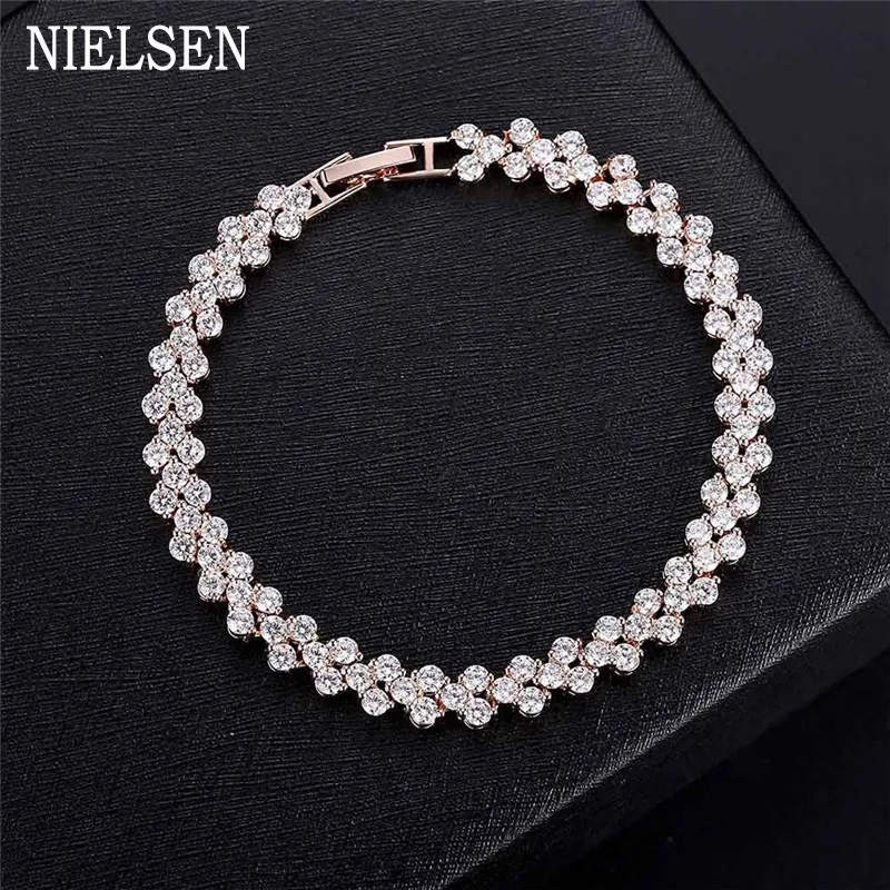 Роскошный блестящий циркониевый 3 цвета браслет для женщин, девушек, леди, стразы, браслет, свадебные украшения, аксессуары