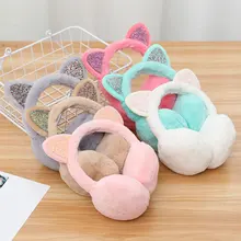 Shiny Sequin Earmuffs Temperament Warmer Nice Fluffy Earflap Headband Glitter Ears Plush Earmuffs 3D Cat Rabbit Fox Animal Ears