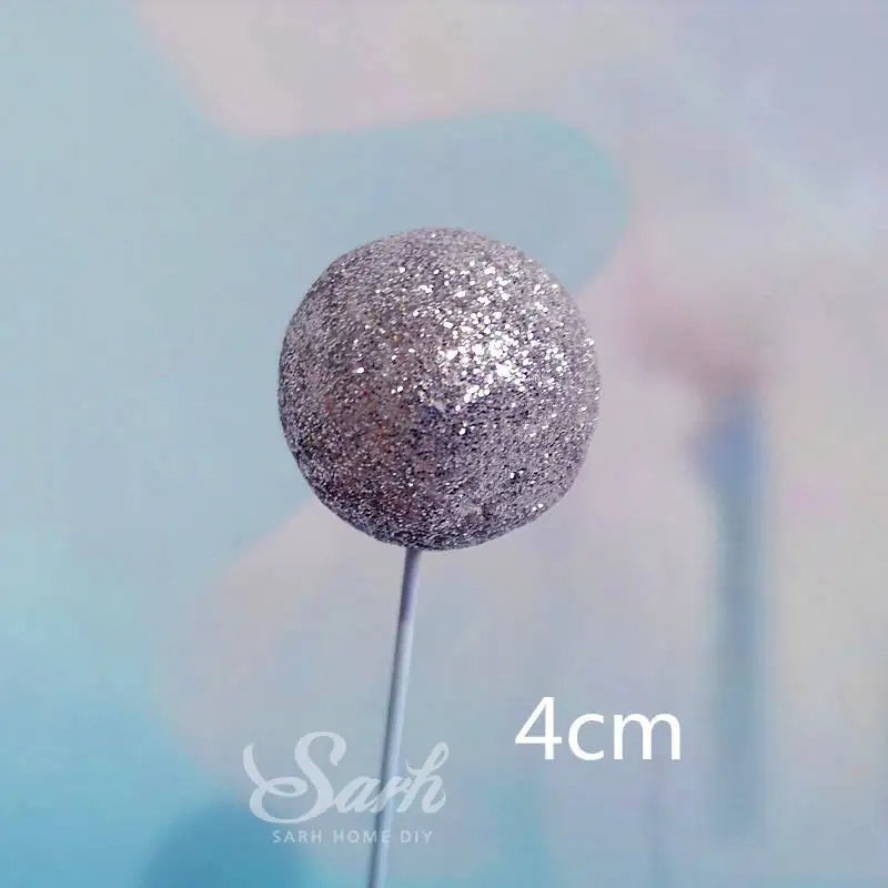 6pc 4cm silver Золотые, серебряные лазерные воздушные шары с облаками «С Днем Рождения», топпер для торта, вечерние украшения, десерт, прекрасные подарки - Цвет: 6pc 4cm silver