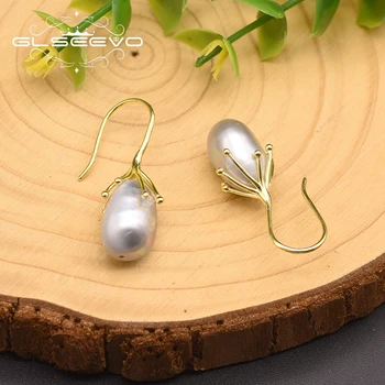 

GLSEEVO Pearl Drop Earrings 925 Sterling Silver Gifts For Women Lovers Birthday Gifts Engagement Pendientes Mujer Moda GE0335D