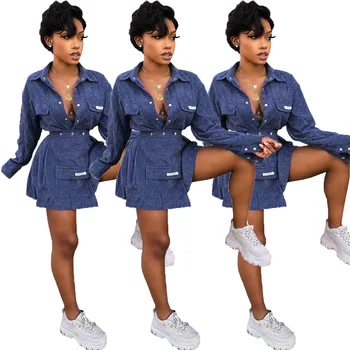 

2020 new Amazon explosion models European and American sexy women's fashion casual corduroy skirt suit