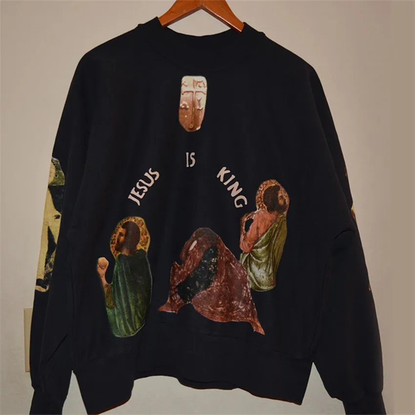 Новинка Kanye West, цельная толстовка с круглым вырезом и надписью Jesus is king, мужская и женская модная повседневная худи с королем Jesus Is