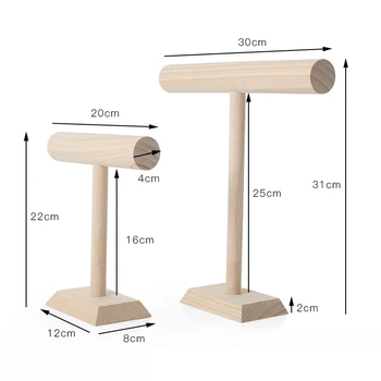 

Portable Wooden Bracelet Bangle Necklace Display Stand Holder Watch Jewelry Organizer T-Bar Rack