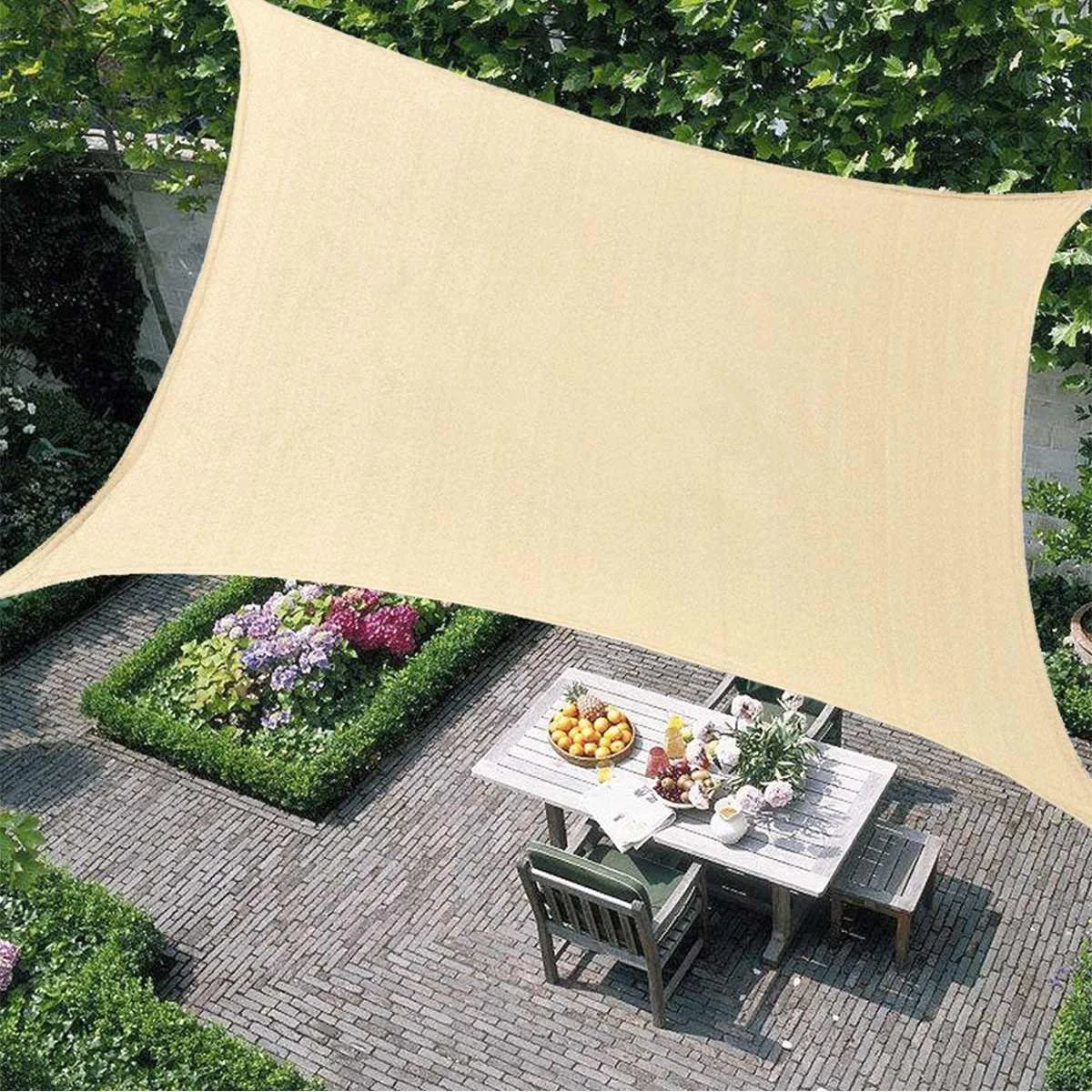 Sun Shade Sail Outdoor Waterproof 300D UV Block Top Cover Patio Awning Canopy 