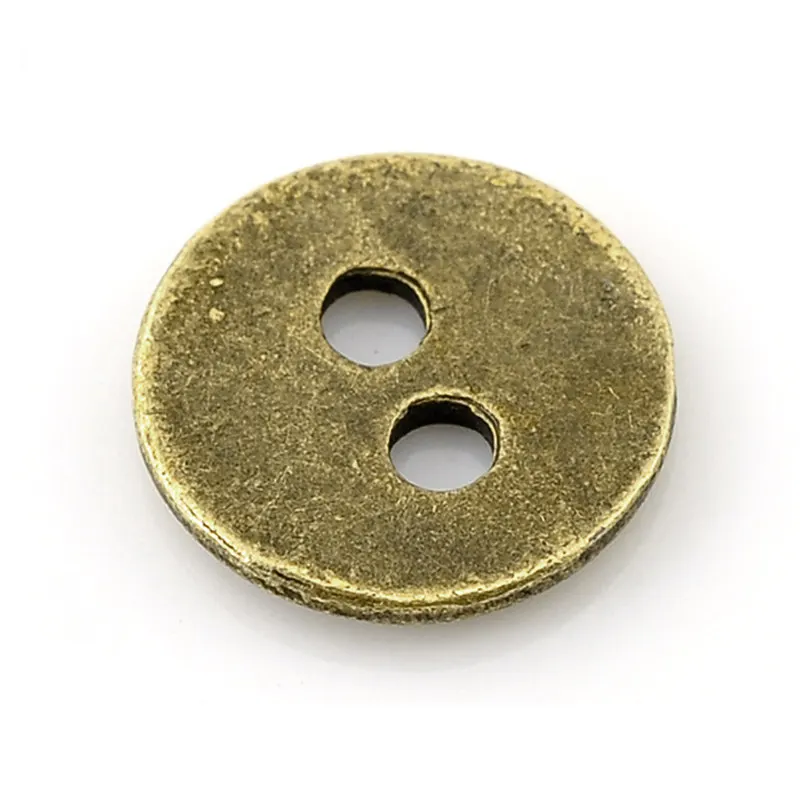 

DoreenBeads 100 PCs Antique Bronze 2 Holes Sewing Metal Buttons Garment Bag DIY Scrapbooking Accessories 11 mm(3/8") Dia. New