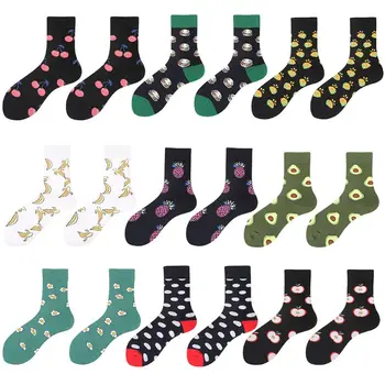 

1Pair Unisex Autumn Harajuku Crew Socks Fruit Cartoon Avocado Banana Hip Hop Hosiery