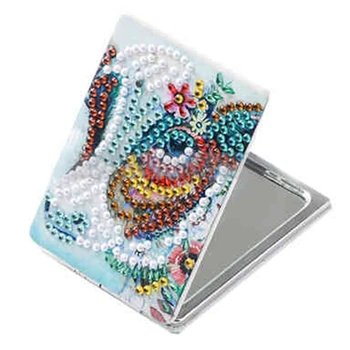 

5D DIY Special Shaped Diamond Painting Mirror Women Girl Ultra-Thin Mini Makeup Mirror Embroidery Cross Stitch-Color Cow