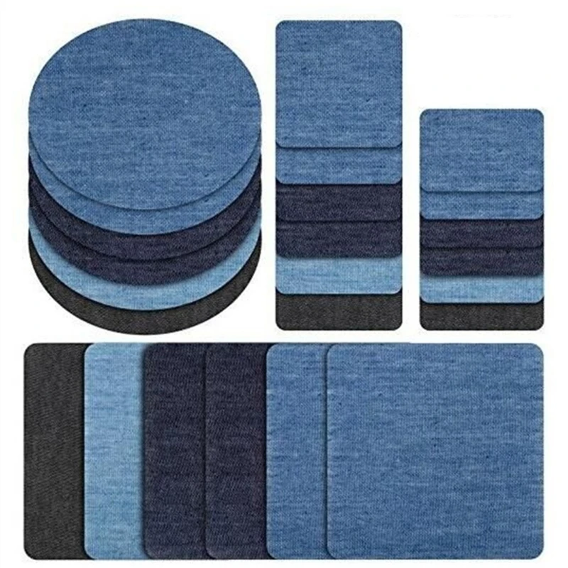 

24 Pieces Iron On Patches Iron On Denim Cotton Patches Iron-On Repair Kit