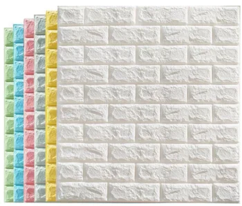 

10PcsX77*70CM 3D Brick Wall Self-Adhesive PE Foam Panel Wallpaper Wall Stickers