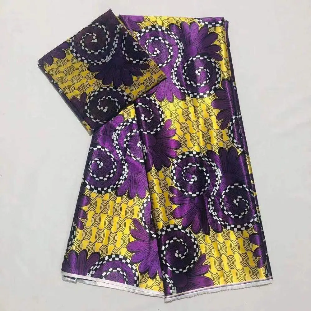 

2020 Popular Wax fabric Top Quality Vintage Silk wax cloth African Wax Prints Fabric 4+2yards/lot for Party Dress