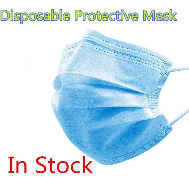 

100pcs Disposable Face Mask 3-Ply Protective Non-woven Disposable Elastic Mouth masks Soft Breathable Dustproof Safety Face Mask
